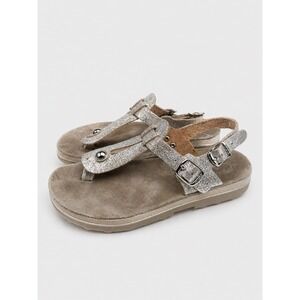 Fantasy Sandals Marlena Silver T-Strap Thong Sandals Slingback Comfort EU 37